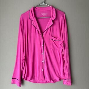 Victoria's Secret sz L hot pink‎ button down night sleep Top